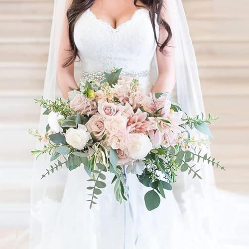 60pcs Eucalyptus Stems Artificial Eucalyptus Leaves Fake Greenery Branches Stems Faux Eucalyptuses Wedding Bouquet (60, Green)