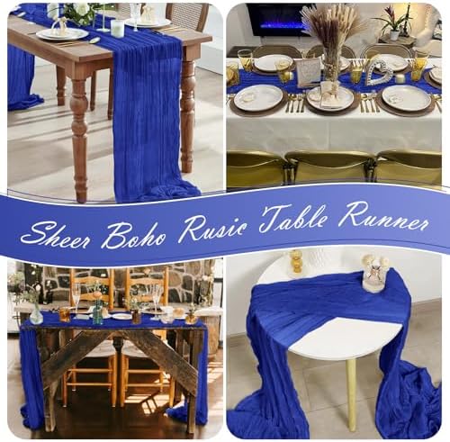 30 Pack Royal Blue Cheesecloth Table Runner 17 x 108 inch Cheese Cloth Table Runners 9ft Terracotta Table Runner Rustic Romantic Sheer Gauze Runner for Wedding Party Baby Shower Table Decoration