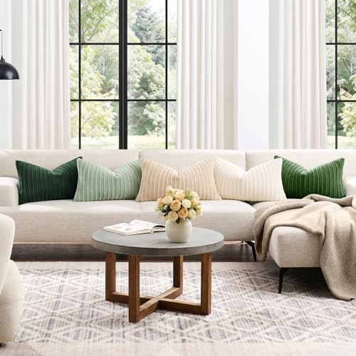 Kevin Textile Striped Corduroy 12”x20” Pillow Cover 1 Pack, Sage Green
