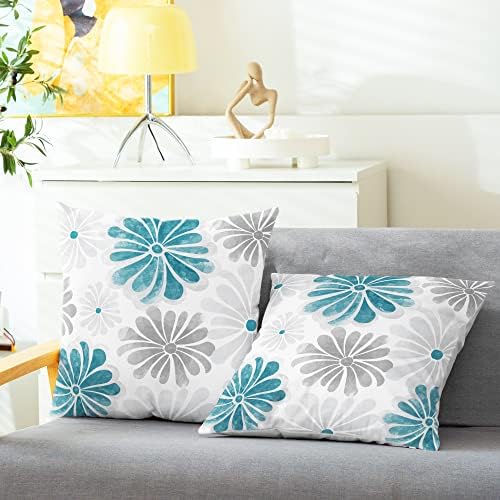 CaliTime Decorative Couch Throw Pillow Covers, 16 X 16 Inches, Teal