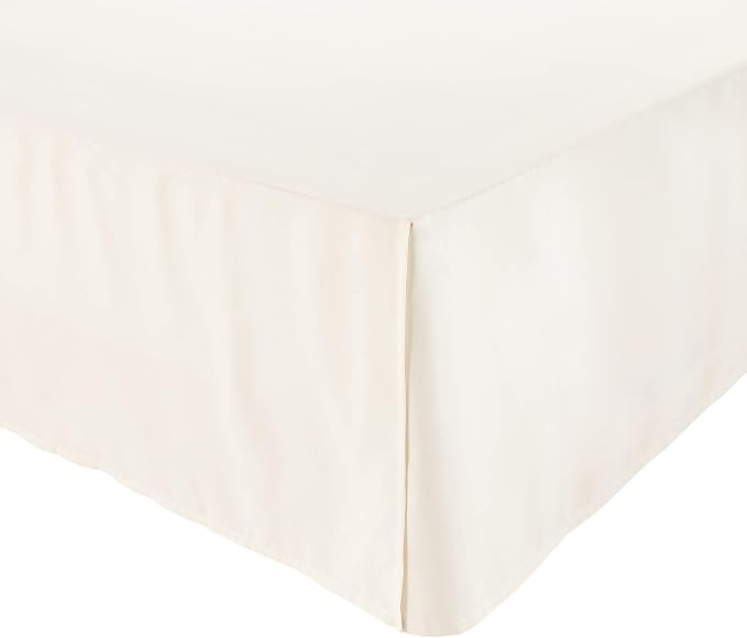 Amazon Basics Lightweight Pleated Soft Machine Washable Bed Skirt, King Size, Off White, 16-Inch Drop (Pack of 8)