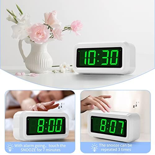 KWANWA 1.2 Inch Large Display Digital Alarm Clock for Kids & Adults, Dimmable LED Clock with Adjustable Brightness, Easy Snooze, Battery Operated Cordless Desk Clock for Bedroom, Kitchen