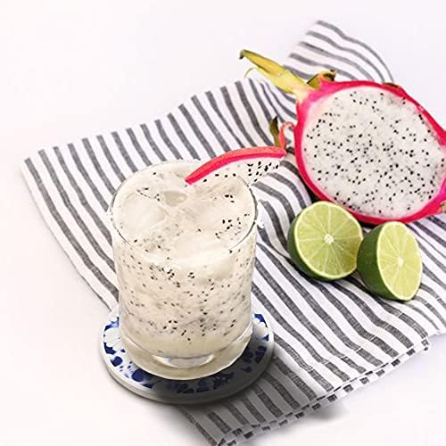 AD Set of 6 Coasters for Drinks Absorbing Round Ceramic Stone Coaster with Cork Base,Tabletop Protection Mat for Mugs and Cups,Office,Kitchen (Shibori)