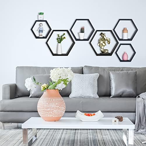 Hexagon Shelves,Floating Wall Shelf,Honeycomb Octagon Cube Shelves Wood