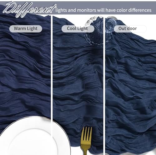 12 Pack Navy Blue Cheesecloth Table Runner 17 x 108 Inch Gauze Table Runner Fabric Semi Sheer Cheese Cloth Table Decor Bulk for Rustic Romantic Wedding Baby Shower Table Decoration