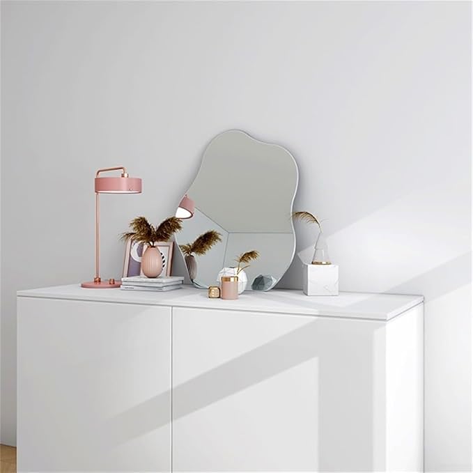 Irregular Wall Mirror Set Frameless Glass Mirror Modern Decorative Mirror for Bedroom Living Room Dressing Table Entryway Space Saving(33x40cm)