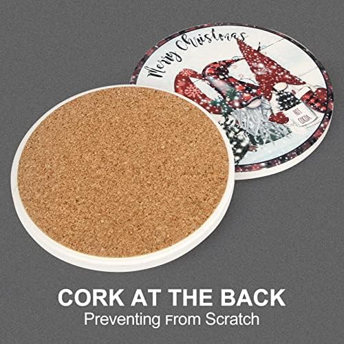 Cute Absorbent Christmas Decor Coasters for Drinks Coaster Set with Holder