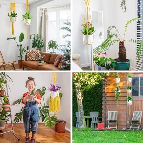 SFENNGPET Macrame Plant Hangers, 6Pack Hanging Planters for Indoor Plants