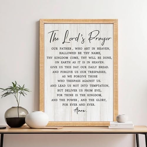 The Lord’s Player Rustic Bible Verse Framed Wall Art, 11''×16'' Narrow Positive Religious Christian Saying Sign for God Jesus Christ Prayer, Vintage Holy Inspirational Catholic Scripture Decor