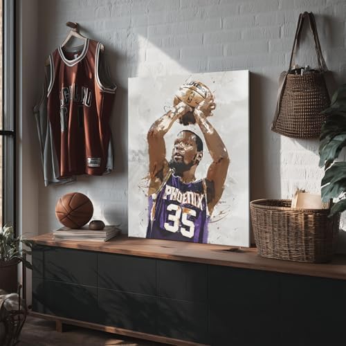 Kevin Durant Basketball Canvas Wall Art, Sports Player Poster, 12x16 Inch | Abstract splash ink athletic artwork, motivational sports wall decor for teen boys room, bedroom, living room, gym or office
