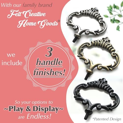 2 Tiered Tray Stand [Includes 3 Changeable Handles] - Rustic Cupcake Stand, Coffee Table Tiered Serving Tray for Kitchen Counter, Stunning Rustic Home Decor, Display Fruits, Plants, Candles (White)
