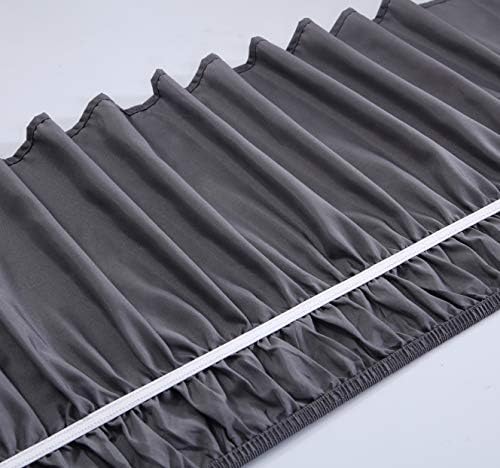 MEILA Wrap Around Bed Skirt for Queen & King Beds, 16" Drop, Dark Grey | Three-Side Adjustable Elastic Dust Ruffle, Ruffled Polyester Fabric, Easy to Install, Fade Resistant & Machine Washable