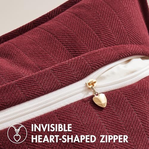 MIULEE Pack of 2 Burgundy Decorative Chenille Pillow Covers 18x18 Inch