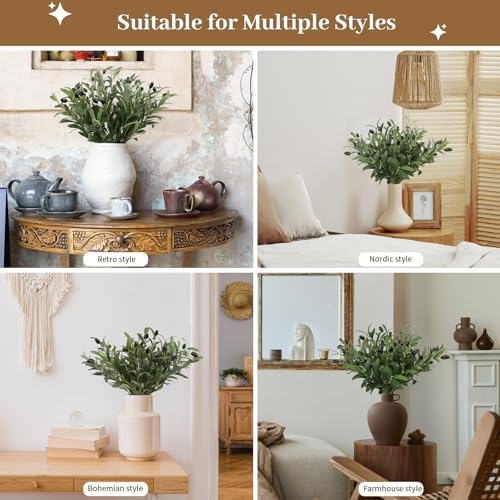 Leftover 12PCS 18Inch Faux Olive Branches for Vase,Artificia Tree Branches,Fake Plants,Greenery Stems,Eucalyptus Stems,Green Leaves for Centerpieces Decoration,Home Decor,Coffee Table Decor