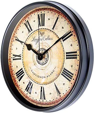 Justup 12 inch Metal Black Wall Clock European Style Retro Vintage Clock