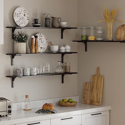 DINZI LVJ Long Wall Shelves, 55.1Inch Wooden Wall Mounted Shelves, Set of 2