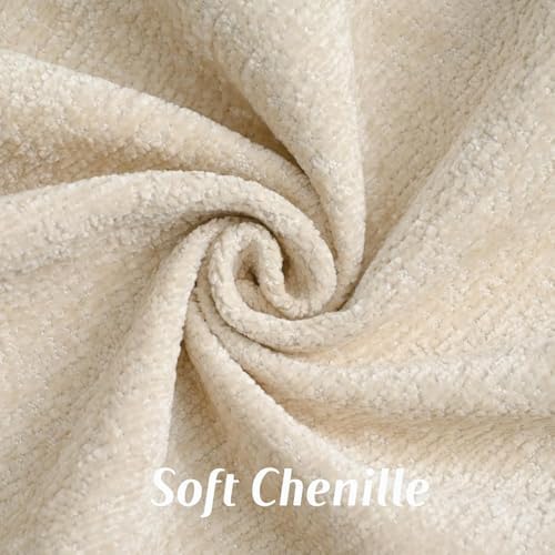 FUTEI Pack of 2 Chenille Soft Throw Pillow Covers 12x20 Inch, Beige