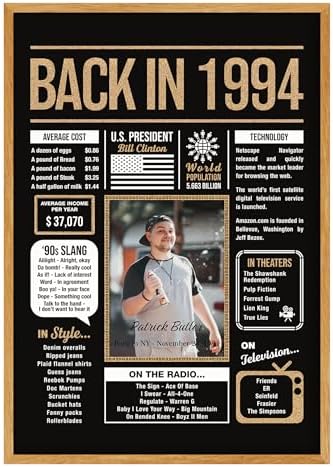 Personalized 31st Birthday Party Decorations Men, Women, Him, Her - Custom Gifts Idea For 31 Years Old, Back In The Year You Born Newspaper For 31st Birthday Poster No Frame Black Gold