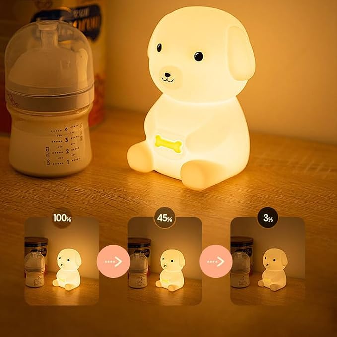 Puppy Night Light Dog Lamp 7 Colors & 2 Brightness 20/40min Timer