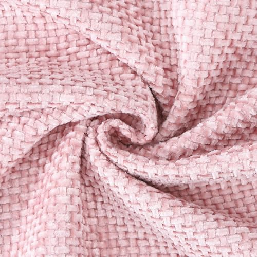 MADIZZ Decorative Chenille Velvet Throw Pillow Covers Set of 2 Soft Boho Textured Neutral Couch Throw Pillow for Bed Modern Farmhouse Home Decor for Sofa Livingroom Pink 12x20 Inch