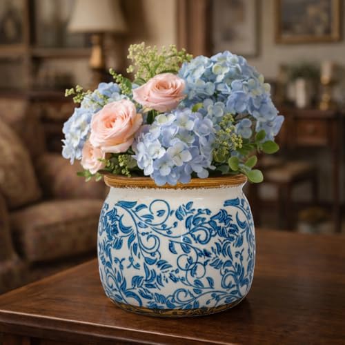 Vintage Ceramic Flower Pot, 6.5 & 9in, with Drainage & Filter