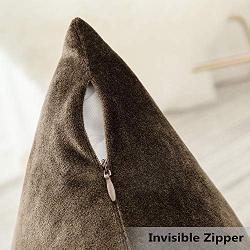 Home Brilliant Brown Lumbar Pillow Cover Velvet Oblong Throw Pillows for Sofa Couch Bench, Set of 2, 12 x 20 Inches(30x50cm), Brown