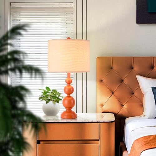 Ziqqeelam 24.4'' Orange Mid Century Modern Table Lamps Set of 2 for Living Room Bedroom Bedside Nightstand, Contemporary Table Lamp for Bedside, End Table Side Table Lamp (Bulbs Not Includes)