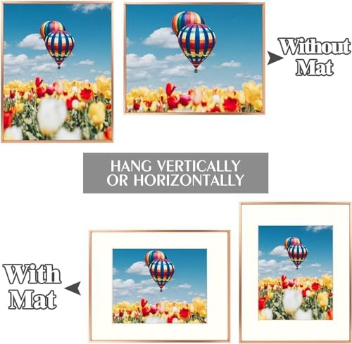 Golden State Art 16x20 Rose Gold Aluminum Frame, Real Glass, Mat Fits 11x14