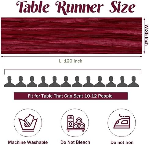 Burgundy 10FT Cheesecloth Table Runner Boho Gauze Fabric Table Runner Rustic Sheer Runner for Wedding Bridal Baby Shower Birthday Party Boho Table Decor（1 Pack Burgundy）