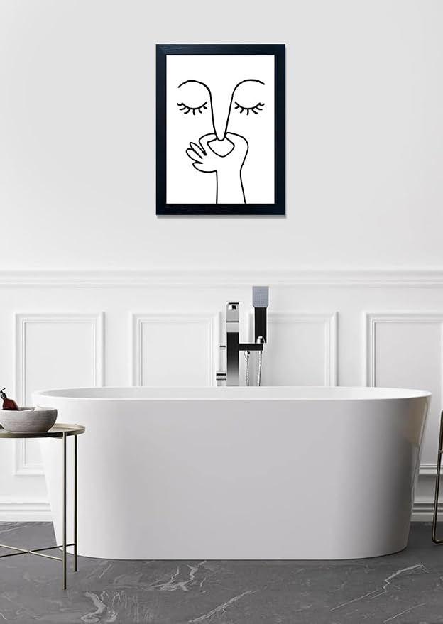 Black and White Bathroom Decor Bad Smell Humorous Wall Art Funny Canvas Print Guest Toilet Bathroom Sign Framed Modern Minimalistic Painting Artworks for Wall