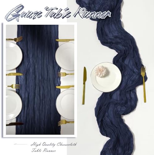 15 Pack Navy Blue Cheesecloth Table Runner 17 x 108 inch Cheese Cloth Table Runners 9ft Blue Table Runner Rustic Romantic Sheer Gauze Runner for Wedding Party Baby Shower Table Decoration