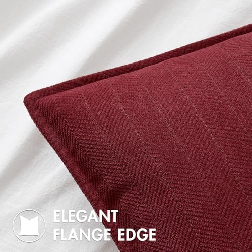 MIULEE Pack of 2 Burgundy Decorative Chenille Pillow Covers 18x18 Inch
