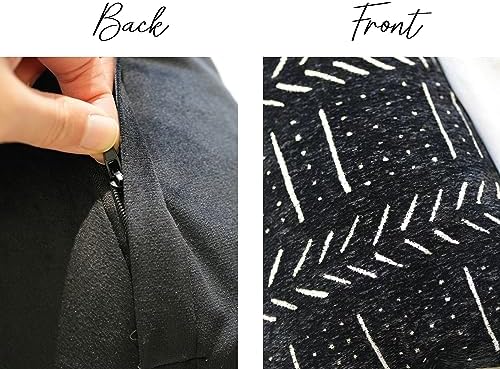 BLISSBLUSH Black Decorative Lumbar Pillow Cover 14X36, Boho Lumbar Throw Pillow For Bed, Long Decorative Pillow Case, Modern Accent Throw Pillow, 14 x 36 Textured Lumbar Pillow Decorative (COVER ONLY)