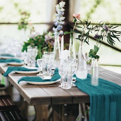 20 Pack Cheesecloth Table Runner 17 x 108 Inch, Teal