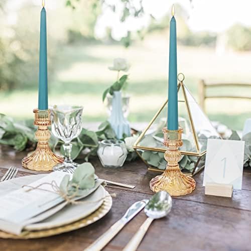 DARJEN Candlestick Holders Set, 4" H Taper Candle Holders Bulk, 12Pcs Gold Glass Candle Holders for Wedding, Festival, Party & Windowsill Decor