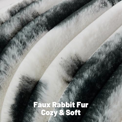 FUTEI Pack of 2 Faux Fur Throw Pillow Covers 18x18 Inch, Black White