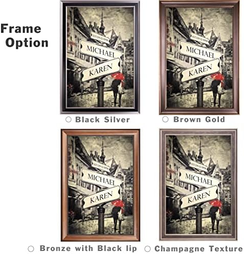 Couple's Street Signs Framed Arts Gift,includes Names and the Date Unique Gift for the Anniversary.With Different Frame Styles Framed Size:21 5/8X15 1/2 inches