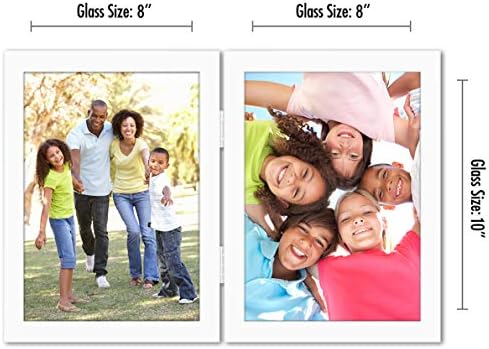Americanflat Hinged 8x10 Picture Frame with Shatter-Resistant Glass - Double Picture Frames with Engineered Wood - Signature Collection - Photo Frame for Tabletop Display - White