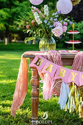 DOLOPL Coral Baby Shower Decorations for Girl Cheesecloth Table Runner 13.3ft Boho Gauze Cheese Cloth Table Runner Rustic Sheer Runner 160inch Long for Wedding Bridal Birthday Party Cake Table
