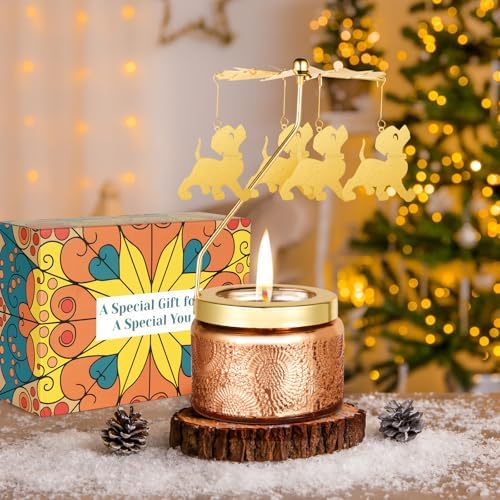Candle Gifts for Women, Mom, Wife, Girlfriend, Sister, Her, Female Friends, Gifts for Women Birthday Unique, Mothers Day Gift, Anniversary Rotating Candles Gift for Woman (Dog)