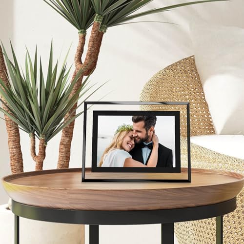 HIKWADERY 4x6 Picture Frames Black - Set of 4, HD Real Glass 4 by 6 Photo Frame for Tabletop Display, Wedding Birthday Mothers Day Gifts (4 x 6, Black)