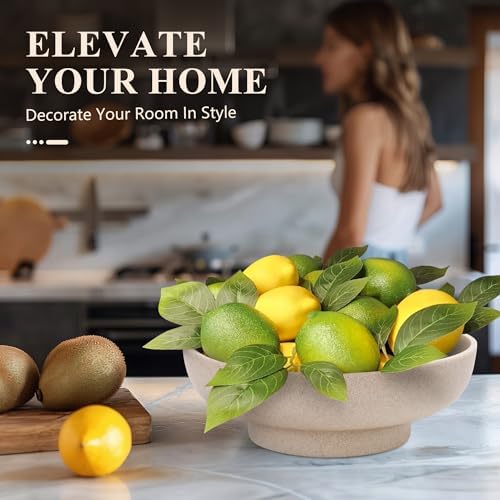 YMXYJM Decorative Resin Bowl, Large Fruit Bowl, Artificial Stone Beige