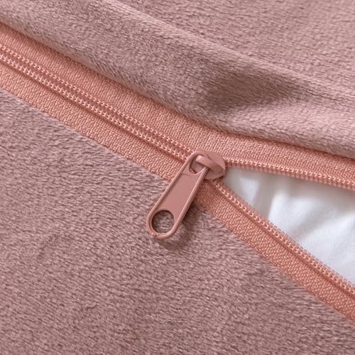 Yaertun Chenille Throw Pillow Covers 16x16 Inch Set of 2 Textured Broadside Soft Cozy Velvet Pillow Covers Modern Farmhouse Boho Decorative Pillow Cases for Couch Bed Sofa Livingroom Dusty Pink