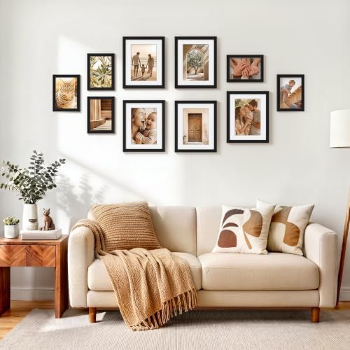 Vittanly 8x10 Picture Frames Set of 5, Wall or Tabletop Display, Black