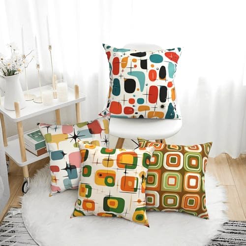 Midcentury Modern Throw Pillow Covers Set of 4 Decorative Soft Double Sided Print Pillow Case Farmhouse Home Decor for Living Room Sofa Couch 18x18