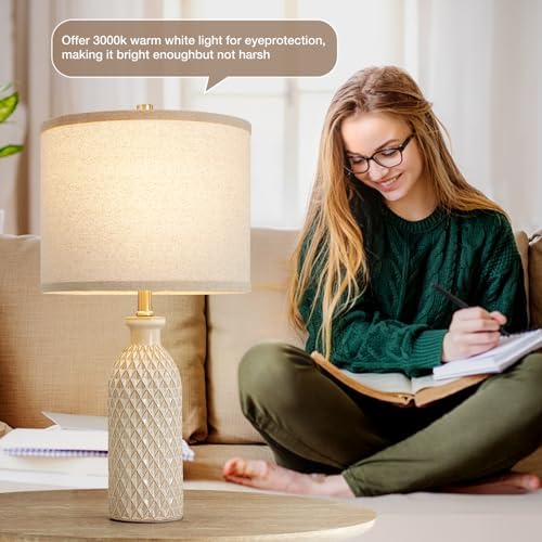 Luvkczc Modern Ceramic Table Lamp Set of 2, Adjustable Color Temperature