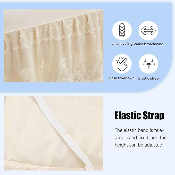 Double Lace Bed Skirt for King Bed - 17in. Drop, Easy Fit Ruffle Bedskirt Wrap Around Bed Skirt, Anti Wrinkle & Fade Resistant
