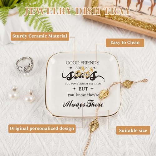Christian Jewelry Dish Gifts for Women,Personalized Confirmation Jewelry Tray Gifts for Teen Girls，Baptism Gifts for Girl with Bible Verse for Birthdays Christmas (Good Friends)