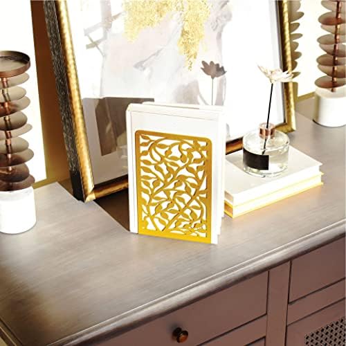 CNK Book Ends Bookends for Decorative Books Holder Bookend Shelves End Hold Heavy Duty Holders Stoppers Metal Stopper Cute Boho Bookshelf Holds Cookbook Office Home Set of 2 Bookends Pair Gold