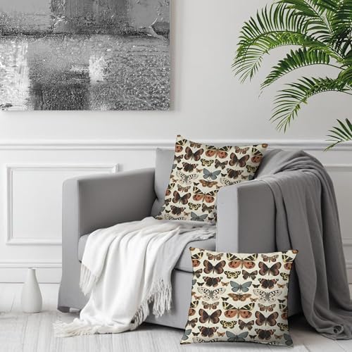 Butterfly Vintage Moth Cottagecore Pillow Covers 18x18 Set of 2, Butterfly Cottagecore Room Decor